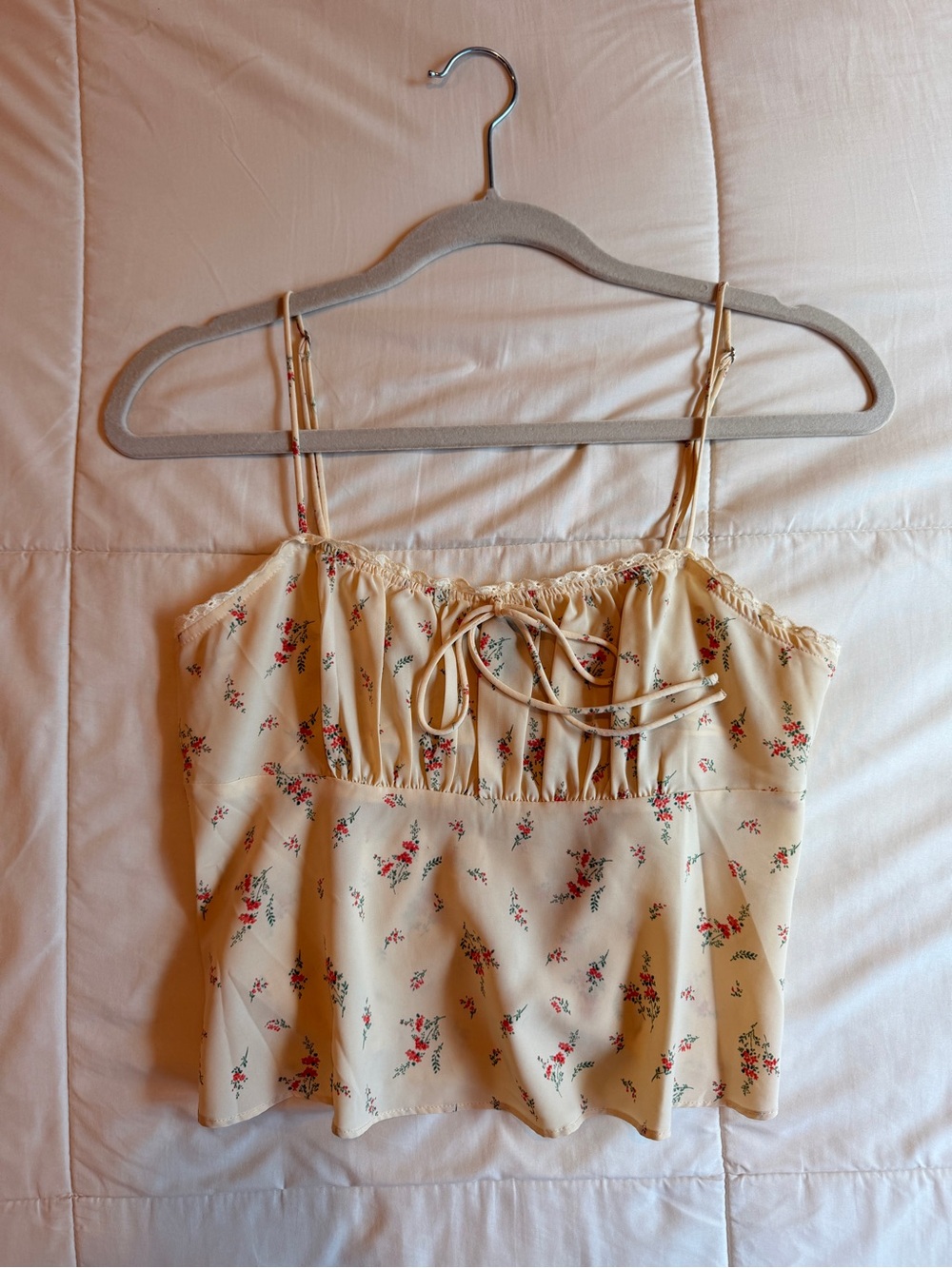 PacSun Yellow Floral Tie-Front BabyDoll Tank
